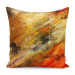 - K12009-Gorsel - Realhomes  RealHomes Kırmızı Zeminde Kanvas Motifli Yağlıboya Desenli Dijital Baskılı Yastık Kırlent Kılıfı Realhomes