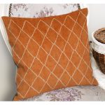- K12011-Gorsel-1 - Realhomes  RealHomes Turuncu Zeminde Etnik Motifli El Dokuma Desenli Dijital Baskılı Yastık Kırlent Kılıfı Realhomes