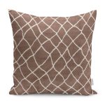 - K12014-Gorsel - Realhomes RealHomes Kahverengi Zeminde Etnik Motifli Baklava Desenli Dijital Baskılı Yastık Kırlent Kılıfı Realhomes