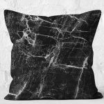 - K12031-Gorsel-2 - Realhomes RealHomes Siyah Zeminde Mermer Motifli Eskitme Desenli Dijital Baskılı Yastık Kırlent Kılıfı Realhomes