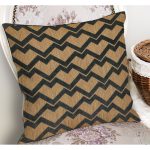 RealHomes Krem - Gri Zeminde Hasır Motifli Geometrik Desenli Dijital Baskılı Yastık Kırlent Kılıfı Realhomes