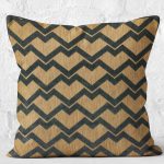 RealHomes Krem - Gri Zeminde Hasır Motifli Geometrik Desenli Dijital Baskılı Yastık Kırlent Kılıfı Realhomes