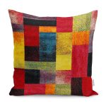 - K12035-Gorsel - Realhomes RealHomes Kırmızı - Siyah Zeminde Kanvas Motifli Yağlıboya Desenli Dijital Baskılı Yastık Kırlent Kılıfı Realhomes