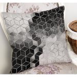 - K12036-Gorsel-1 - Realhomes  RealHomes Siyah - Gri Zeminde Mozaik Motifli Mermer Desenli Dijital Baskılı Yastık Kırlent Kılıfı Realhomes