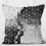 - K12036-Gorsel-2 - Realhomes  RealHomes Siyah - Gri Zeminde Mozaik Motifli Mermer Desenli Dijital Baskılı Yastık Kırlent Kılıfı Realhomes