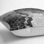 - K12036-Gorsel-3 - Realhomes  RealHomes Siyah - Gri Zeminde Mozaik Motifli Mermer Desenli Dijital Baskılı Yastık Kırlent Kılıfı Realhomes