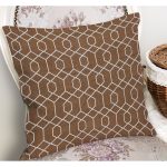 - K12041-Gorsel-1 - Realhomes RealHomes Kahverengi - Beyaz Zeminde Geometrik Motifli Etnik Desenli Dijital Baskılı Yastık Kırlent Kılıfı Realhomes