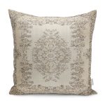 - K12042-Gorsel - Realhomes RealHomes Ekru - Krem Zeminde Etnik Motifli El Dokuma Desenli Dijital Baskılı Yastık Kırlent Kılıfı Realhomes