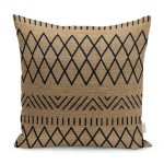 - K12044-Gorsel - Realhomes RealHomes Siyah - Kahverengi Zeminde Hasır Motifli Etnik Desenli Dijital Baskılı Yastık Kırlent Kılıfı Realhomes