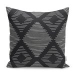 - K12045-Gorsel - Realhomes RealHomes Siyah Zeminde Tribal Motifli El Dokuma Desenli Dijital Baskılı Yastık Kırlent Kılıfı Realhomes