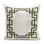 - K12053-Gorsel - Realhomes RealHomes Gold - Krem Zeminde Çerçeveli Motifli Eskitme Desenli Dijital Baskılı Yastık Kırlent Kılıfı Realhomes