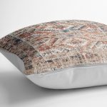 - K12057-Gorsel-3 - Realhomes RealHomes Krem - Kırmızı Zeminde Kilim Motifli Etnik Desenli Dijital Baskılı Yastık Kırlent Kılıfı Realhomes