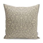 - K12059-Gorsel - Realhomes RealHomes Krem - Gri Zeminde El Dokuma Motifli Antika Desenli Dijital Baskılı Yastık Kırlent Kılıfı Realhomes