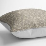 - K12059-Gorsel-3 - Realhomes RealHomes Krem - Gri Zeminde El Dokuma Motifli Antika Desenli Dijital Baskılı Yastık Kırlent Kılıfı Realhomes