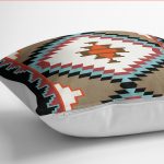 - K12070-Gorsel-3 - Realhomes RealHomes Krem - Ekru Zeminde Kilim Motifli Geleneksel Desenli Dijital Baskılı Yastık Kırlent Kılıfı Realhomes