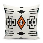 - K12072-Gorsel - Realhomes RealHomes Siyah - Beyaz Zeminde Geometrik Motifli Kilim Desenli Dijital Baskılı Yastık Kırlent Kılıfı Realhomes