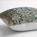 - K12084-Gorsel-3 - Realhomes RealHomes Mavi Zeminde Kilim Motifli Geometrik Desenli Dijital Baskılı Yastık Kırlent Kılıfı Realhomes