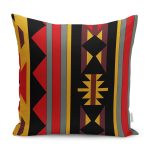 - K12086-Gorsel - Realhomes RealHomes Siyah Zeminde Vintage Motifli Geleneksel Desenli Dijital Baskılı Yastık Kırlent Kılıfı Realhomes