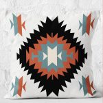 - K12087-Gorsel-2 - Realhomes RealHomes Siyah Zeminde Retro Motifli Kilim Desenli Dijital Baskılı Yastık Kırlent Kılıfı Realhomes