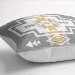 - K12088-Gorsel-3 - Realhomes RealHomes Gri Zeminde Tribal Motifli Geometrik Desenli Dijital Baskılı Yastık Kırlent Kılıfı Realhomes