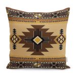 - K12090-Gorsel - Realhomes RealHomes Kahverengi Zeminde Geometrik Motifli Kilim Desenli Dijital Baskılı Yastık Kırlent Kılıfı Realhomes
