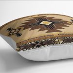 - K12090-Gorsel-3 - Realhomes RealHomes Kahverengi Zeminde Geometrik Motifli Kilim Desenli Dijital Baskılı Yastık Kırlent Kılıfı Realhomes