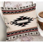 - K12091-Gorsel-1 - Realhomes RealHomes Ekru Zeminde Vintage Motifli Geleneksel Desenli Dijital Baskılı Yastık Kırlent Kılıfı Realhomes