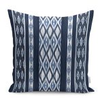 - K12092-Gorsel - Realhomes RealHomes Lacivert Zeminde Etnik Motifli Kilim Desenli Dijital Baskılı Yastık Kırlent Kılıfı Realhomes