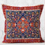 - K12093-Gorsel-2 - Realhomes RealHomes Kırmızı Zeminde El Dokuma Motifli Geleneksel Desenli Dijital Baskılı Yastık Kırlent Kılıfı Realhomes