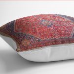 - K12095-Gorsel-3 - Realhomes RealHomes Kırmızı Zeminde Türkmen Motifli Geleneksel Desenli Dijital Baskılı Yastık Kırlent Kılıfı Realhomes