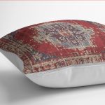 - K12096-Gorsel-3 - Realhomes RealHomes Kırmızı Zeminde Yöresel Motifli Kilim Desenli Dijital Baskılı Yastık Kırlent Kılıfı Realhomes