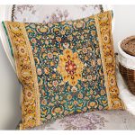 - K12101-Gorsel-1 - Realhomes RealHomes Sarı Zeminde Türkmen Motifli Geleneksel Desenli Dijital Baskılı Yastık Kırlent Kılıfı Realhomes