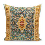 - K12101-Gorsel - Realhomes RealHomes Sarı Zeminde Türkmen Motifli Geleneksel Desenli Dijital Baskılı Yastık Kırlent Kılıfı Realhomes