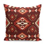 - K12103-Gorsel - Realhomes RealHomes Kahverengi Zeminde Etnik Motifli Kilim Desenli Dijital Baskılı Yastık Kırlent Kılıfı Realhomes