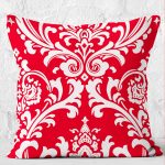 - K12109-Gorsel-2 - Realhomes RealHomes Kırmızı Zeminde Damask Motifli Otantik Desenli Dijital Baskılı Yastık Kırlent Kılıfı Realhomes