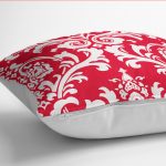 - K12109-Gorsel-3 - Realhomes RealHomes Kırmızı Zeminde Damask Motifli Otantik Desenli Dijital Baskılı Yastık Kırlent Kılıfı Realhomes