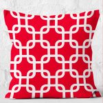- K12111-Gorsel-2 - Realhomes RealHomes Kırmızı Zeminde Geometrik Motifli Mozaik Desenli Dijital Baskılı Yastık Kırlent Kılıfı Realhomes