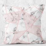 - K12125-Gorsel-2 - Realhomes RealHomes Pembe - Beyaz Zeminde Mermer Motifli Geometrik Desenli Dijital Baskılı Yastık Kırlent Kılıfı Realhomes
