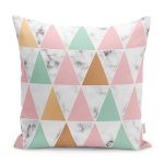 - K12126-Gorsel - Realhomes RealHomes Beyaz Zeminde Üçgen Motifli Mermer Desenli Dijital Baskılı Yastık Kırlent Kılıfı Realhomes