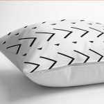 RealHomes Beyaz - Siyah Zeminde İskandinav Motifli Yöresel Desenli Dijital Baskılı Yastık Kırlent Kılıfı Realhomes