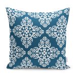 RealHomes Mavi Zeminde Etnik Motifli Damask Desenli Dijital Baskılı Yastık Kırlent Kılıfı Realhomes