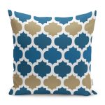 - K12139-Gorsel - Realhomes RealHomes Mavi - Bej Zeminde Morrocan Motifli Ogea Desenli Dijital Baskılı Yastık Kırlent Kılıfı Realhomes