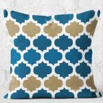 - K12139-Gorsel-2 - Realhomes RealHomes Mavi - Bej Zeminde Morrocan Motifli Ogea Desenli Dijital Baskılı Yastık Kırlent Kılıfı Realhomes