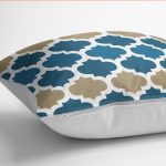 - K12139-Gorsel-3 - Realhomes RealHomes Mavi - Bej Zeminde Morrocan Motifli Ogea Desenli Dijital Baskılı Yastık Kırlent Kılıfı Realhomes