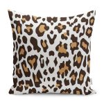 - K12141-Gorsel - Realhomes  RealHomes Kahverengi Zeminde Leopar Motifli Post Desenli Dijital Baskılı Yastık Kırlent Kılıfı Realhomes