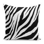 RealHomes Siyah - Beyaz Zeminde Post Motifli Zebra Desenli Dijital Baskılı Yastık Kırlent Kılıfı Realhomes