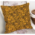 - K12144-Gorsel-1 - Realhomes  RealHomes Turuncu - Siyah Zeminde Kaplan Motifli Post Desenli Dijital Baskılı Yastık Kırlent Kılıfı Realhomes