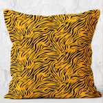 - K12144-Gorsel-2 - Realhomes  RealHomes Turuncu - Siyah Zeminde Kaplan Motifli Post Desenli Dijital Baskılı Yastık Kırlent Kılıfı Realhomes