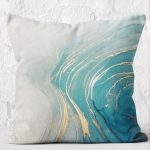 - K12150-Gorsel-2 - Realhomes  RealHomes Mavi - Gold Zeminde Altın Motifli Mermer Desenli Dijital Baskılı Yastık Kırlent Kılıfı Realhomes