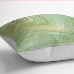 - K12151-Gorsel-3 - Realhomes RealHomes Yeşil - Gold Zeminde Altın Motifli Mermer Desenli Dijital Baskılı Yastık Kırlent Kılıfı Realhomes